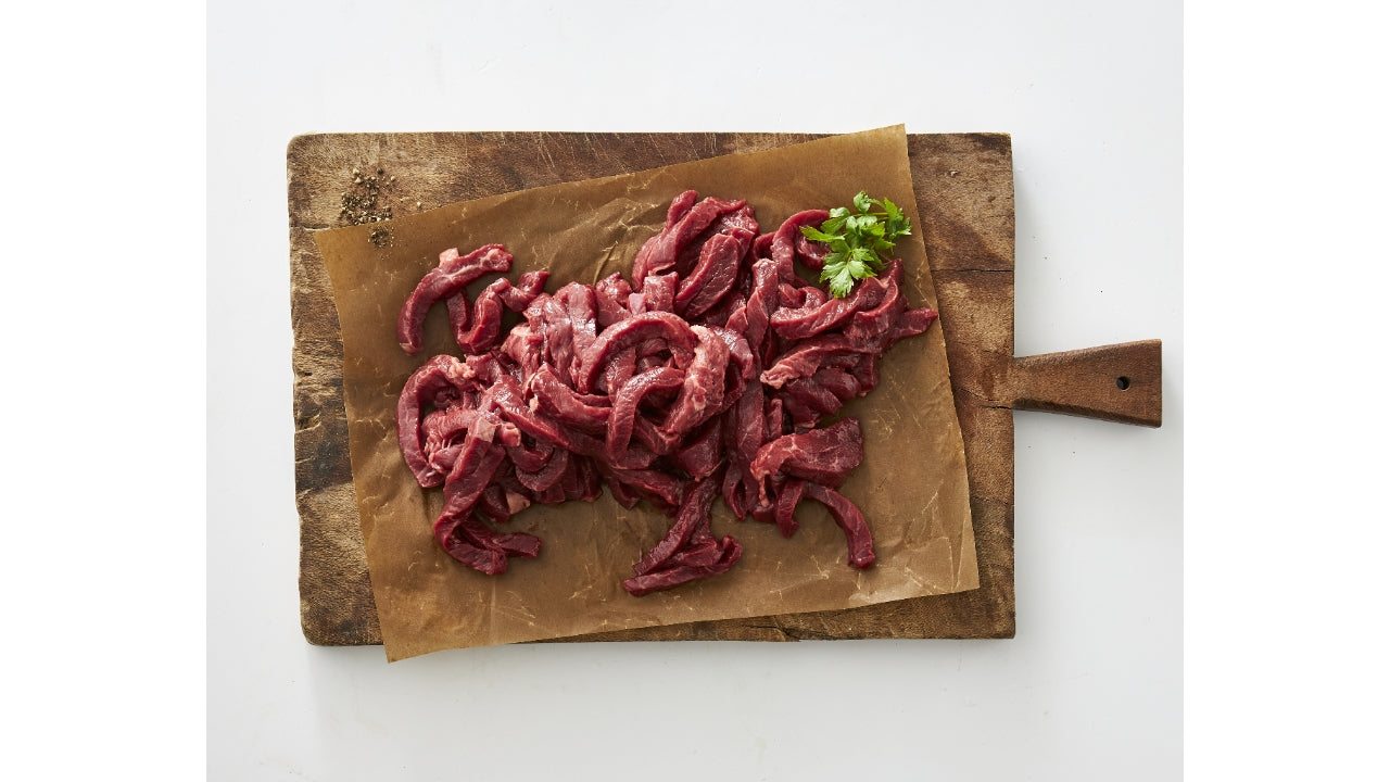 Oksekød i wokstrimler 8% lage 2kg