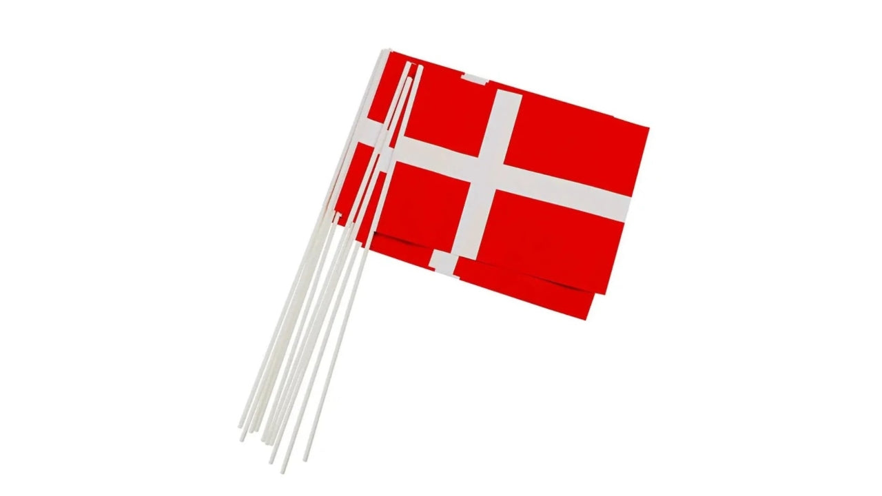 Flag på pind A5 Dannebrog 20x40cm 8stk