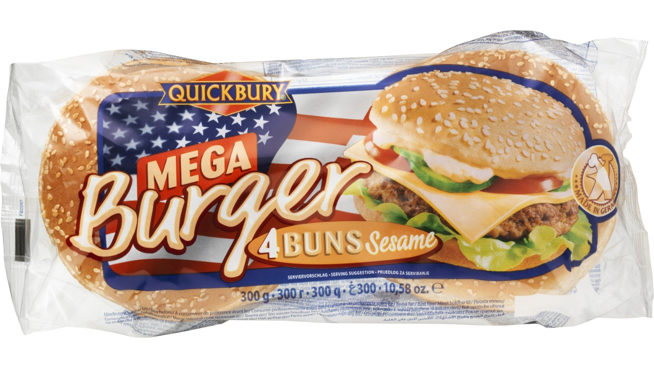 Quick bury mega burgerboller 4stk 300g