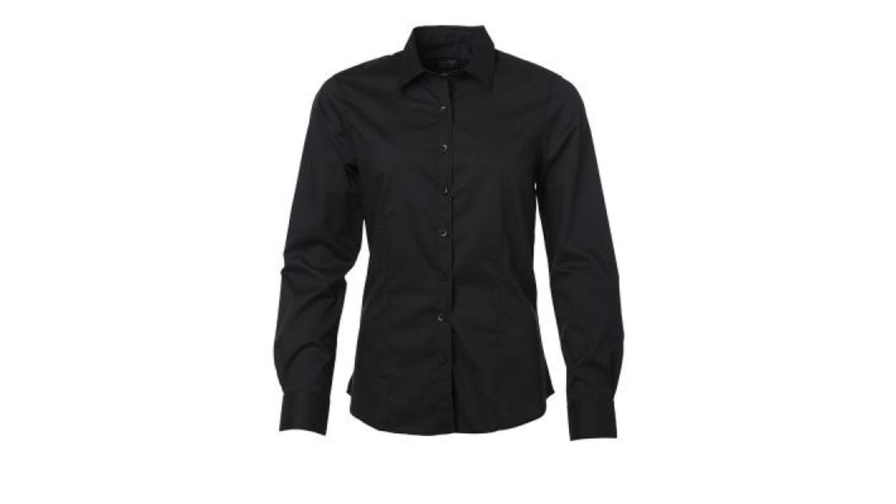 Poplin sort dameskjorte str. XL
