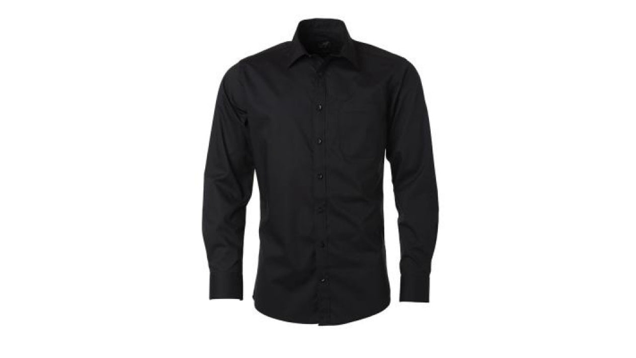 Poplin sort herreskjorte str. M