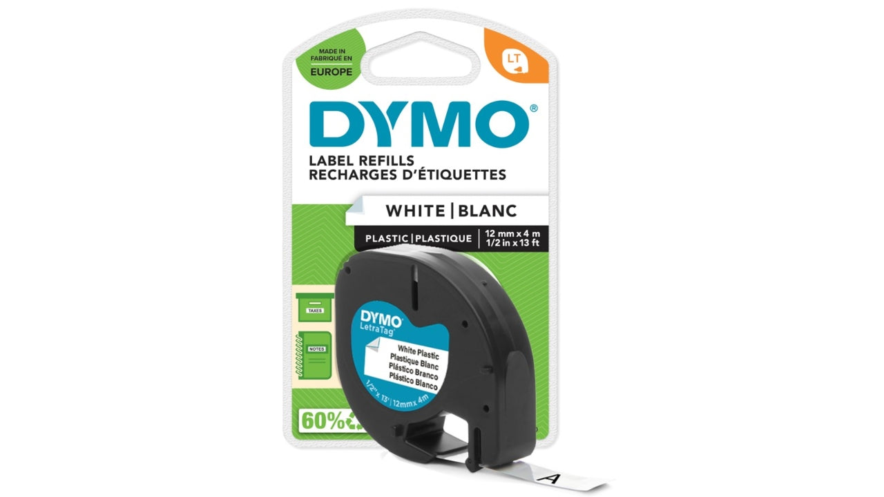 Dymo teksttape sort/hvid