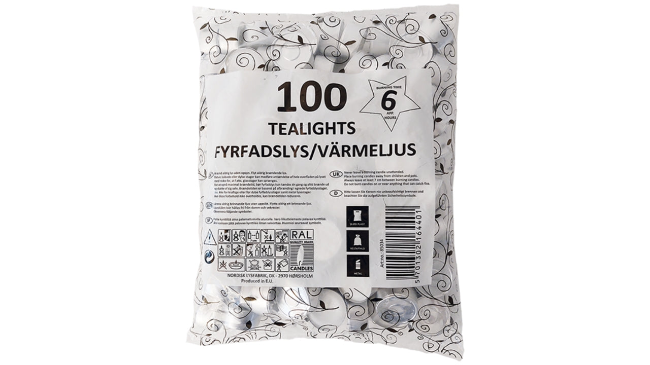 Fyrfadslys parafin 6timer 100stk
