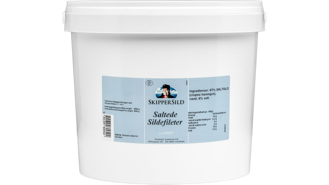 Saltsild i fileter m/skind  6000g/4000g