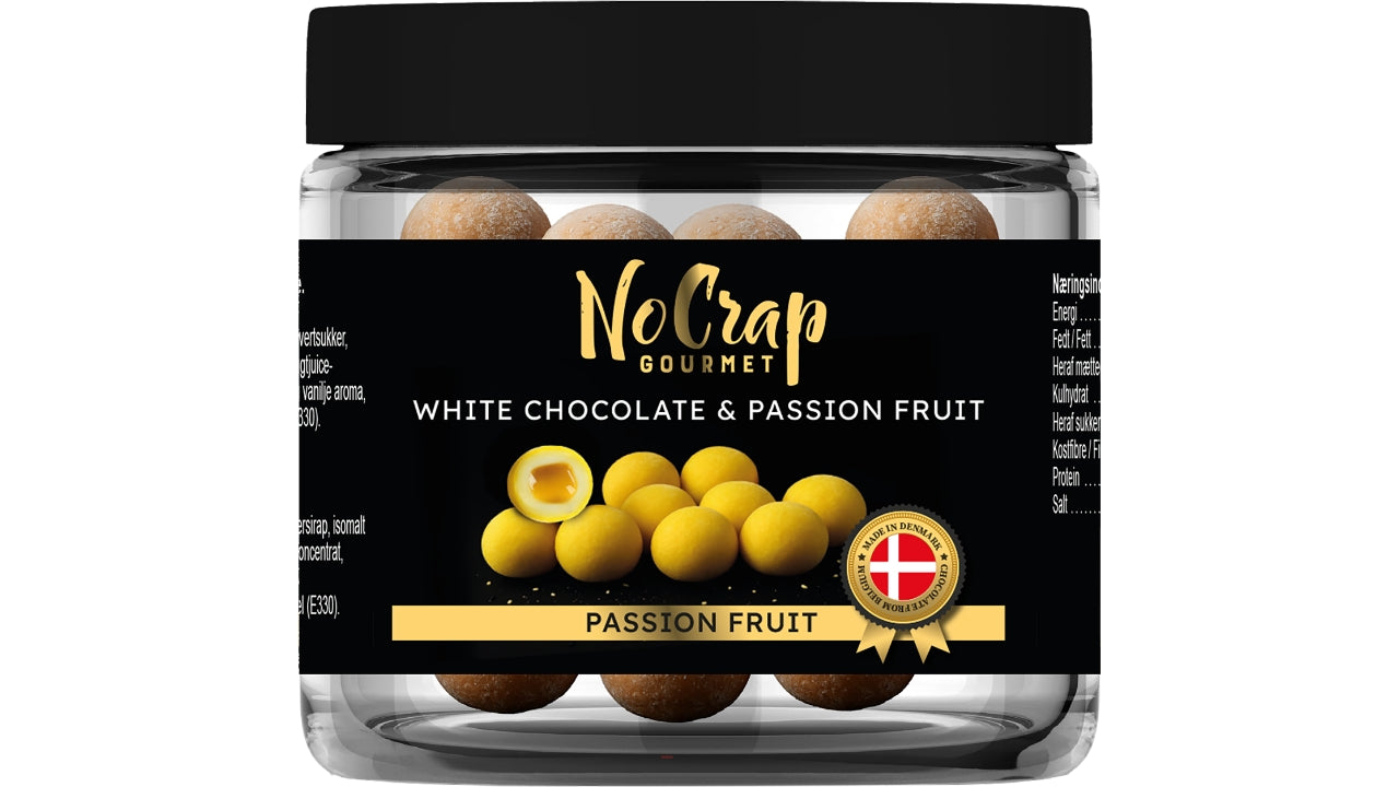 Hvide chokoladekugler passionsfrugt 100g