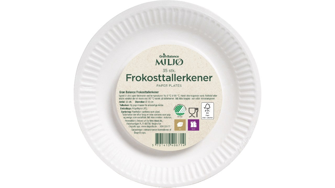 Frokosttallerkener 18cm 35stk