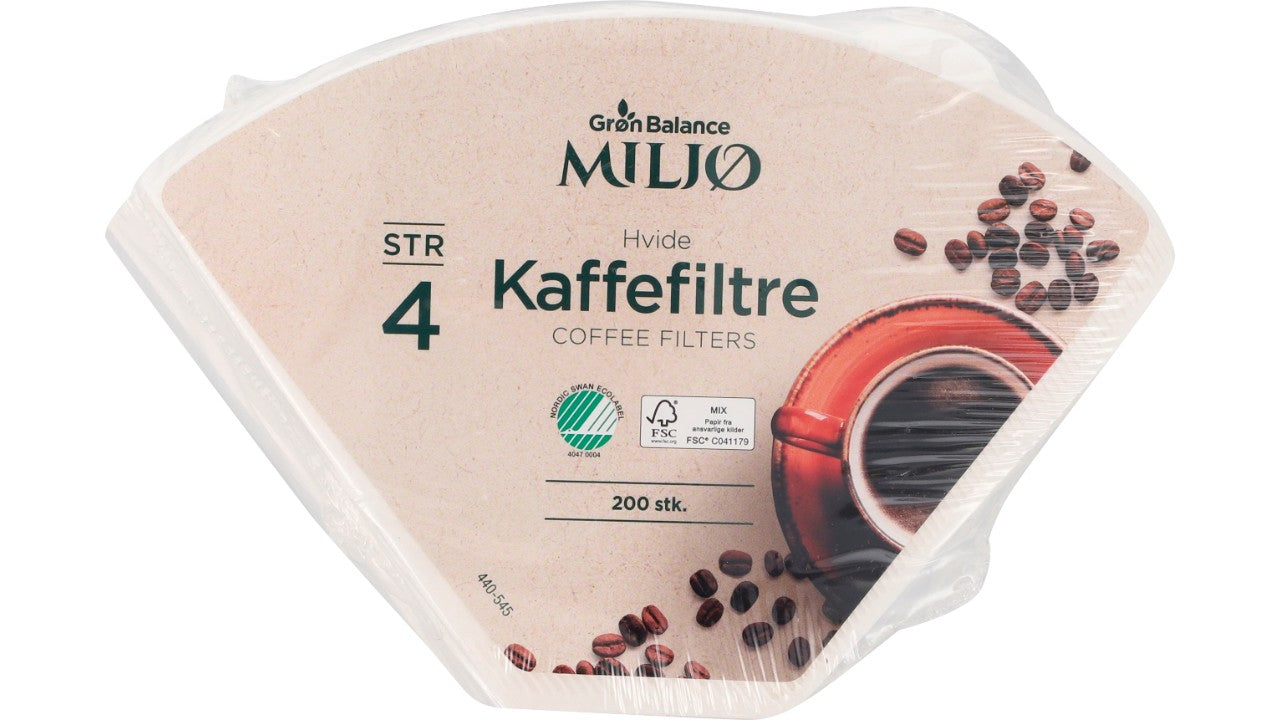 Kaffefilter hvid nr 4 200stk
