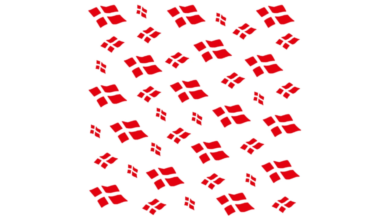 Serviet 33x33cm 50stk m/danske flag hvid
