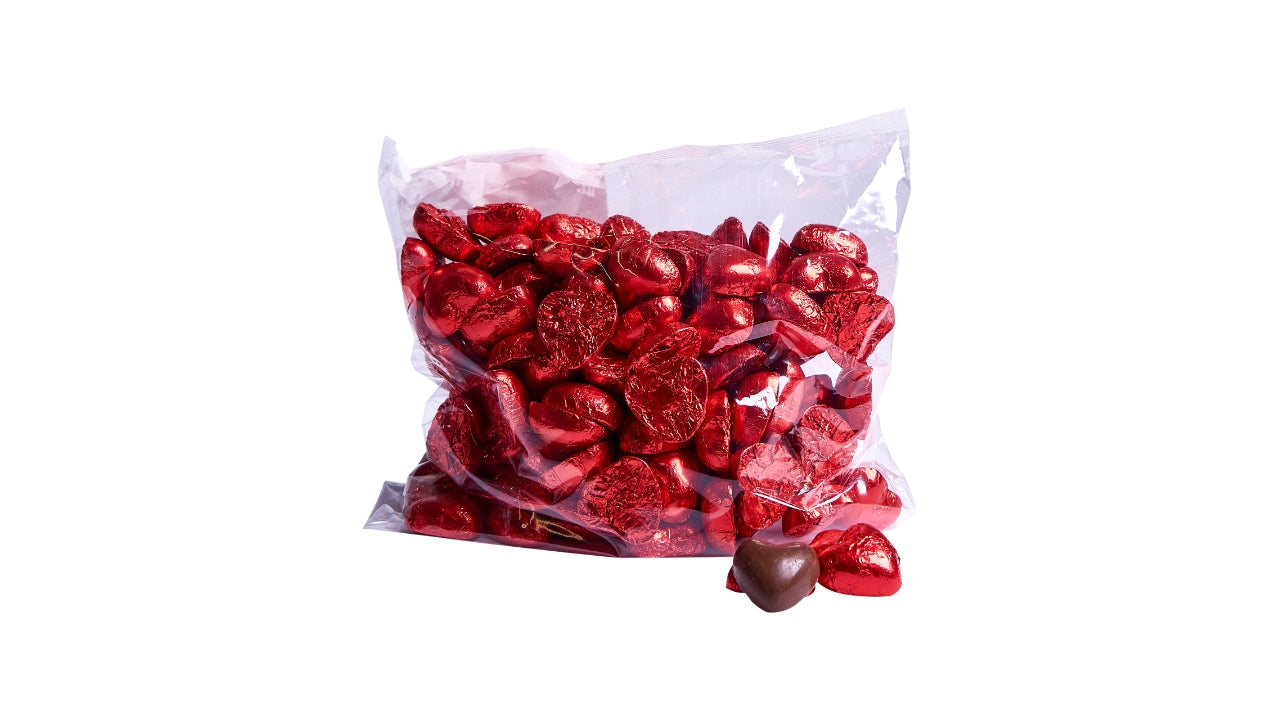 Chokoladehjerter røde ca. 120stk