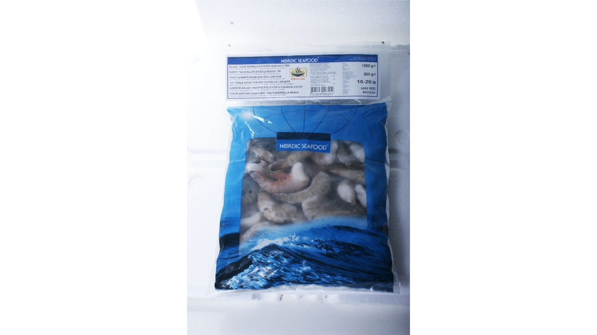 Sorte tigerrejer 16/20 25% 1000g/750g
