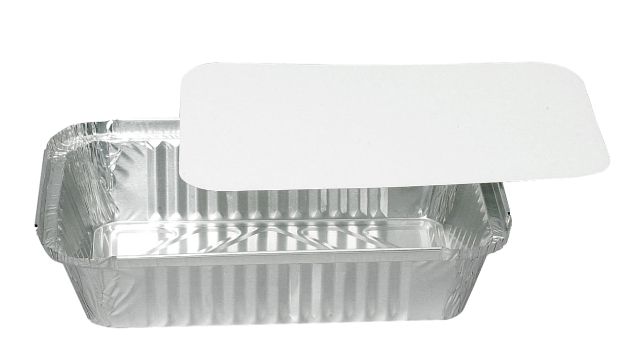 Låg hvid pap/alu 22x13,3cm 100stk