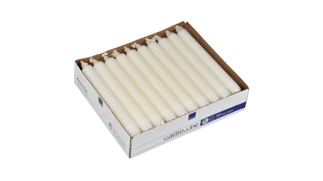 Kronelys hvid 20cm 7 timer 30stk