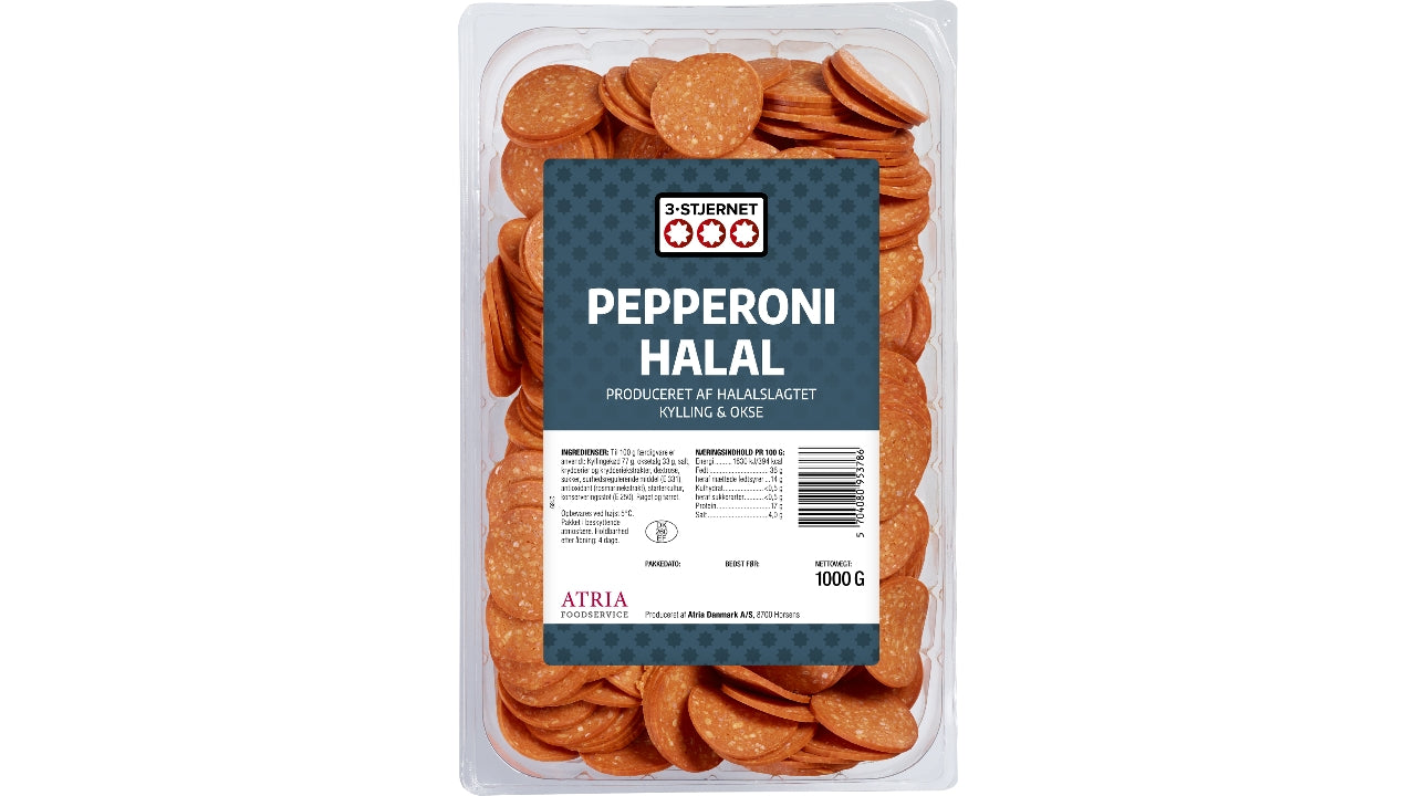 Pepperoni halal i skiver 1000g