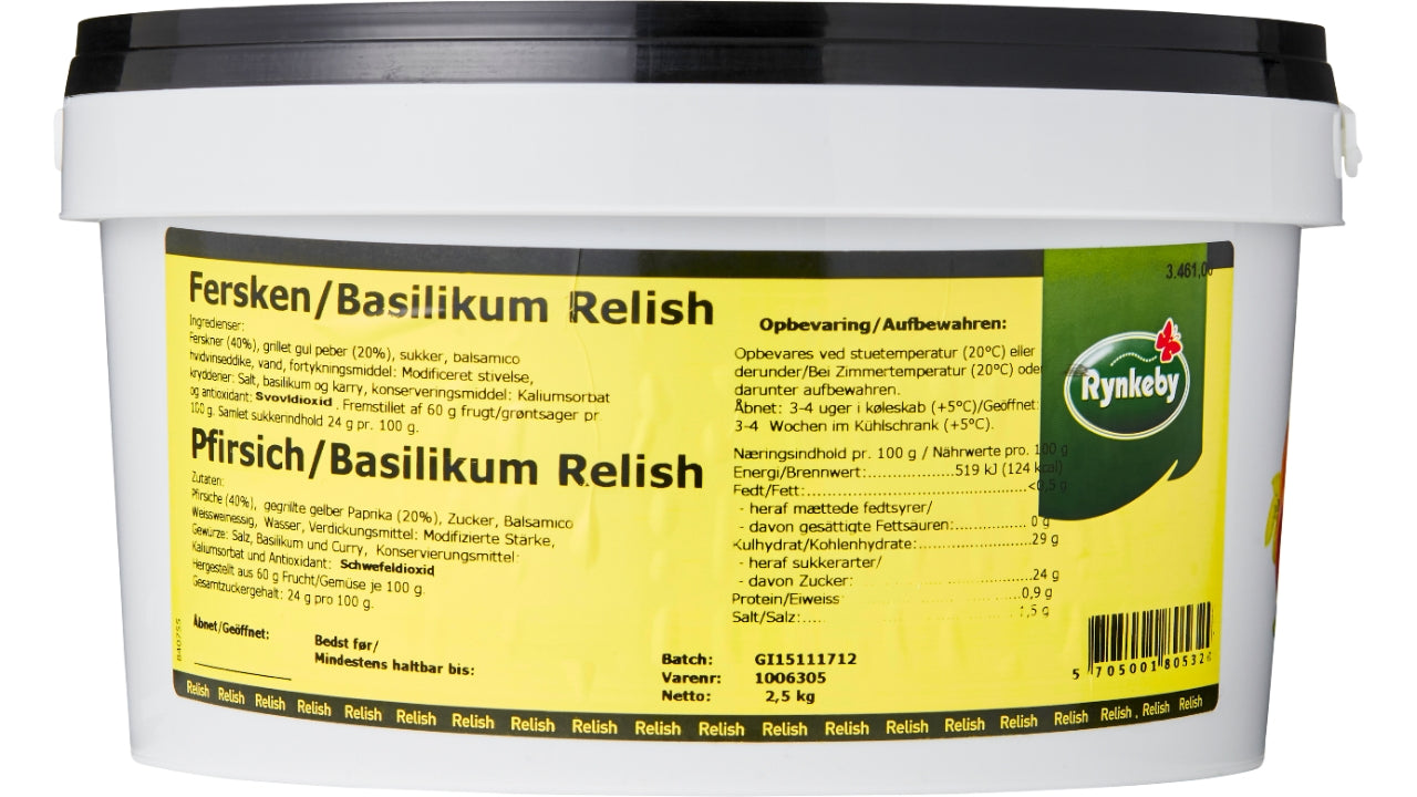 Relish fersken med basilikum 2,5kg