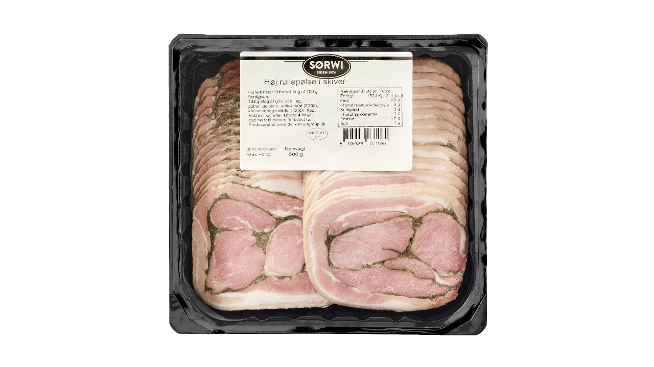 Rullepølse høj i skiver 500g