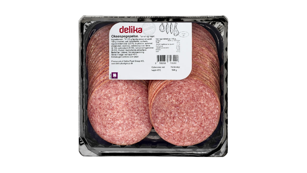 Spegepølse okse i skiver 500g