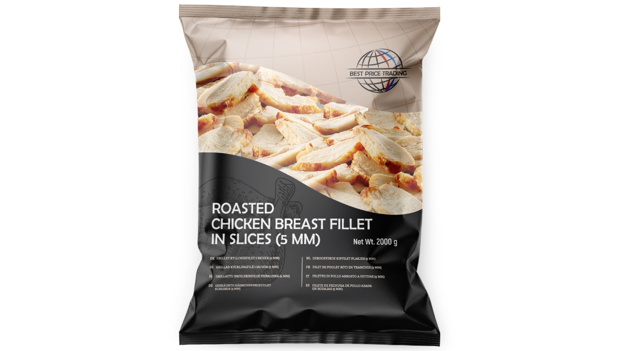 Kyllingefilet i skiver 5mm grillet 2kg