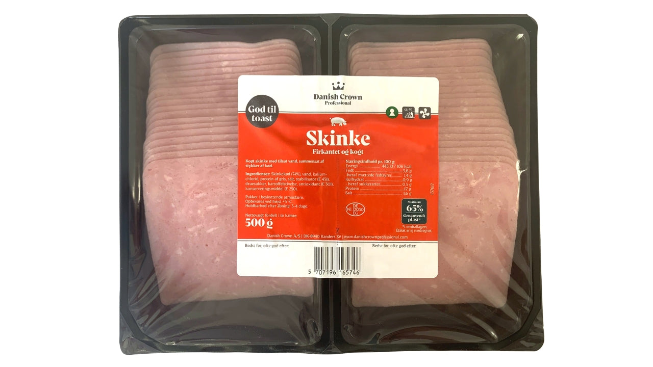 Skinke firkantet i skiver kogt 500g
