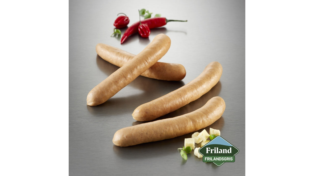 Frankfurter m/chili/cheddar 125g  2,5kg