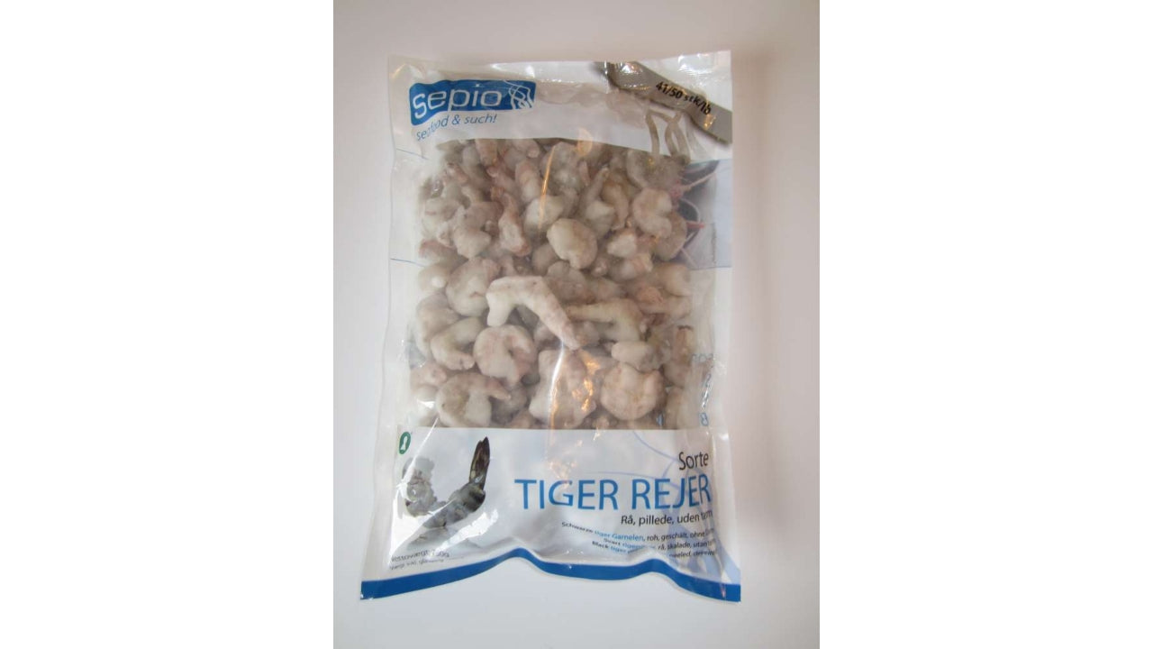Sorte tigerrejer 41/50 25% 1000g/750g