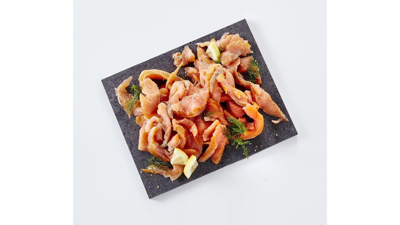 Røgede lakserester 500g