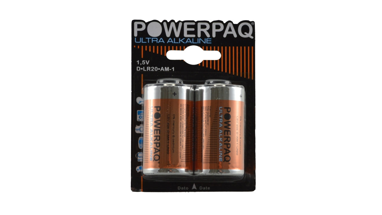 Powerpaq alkaline batteri LR20D 2stk