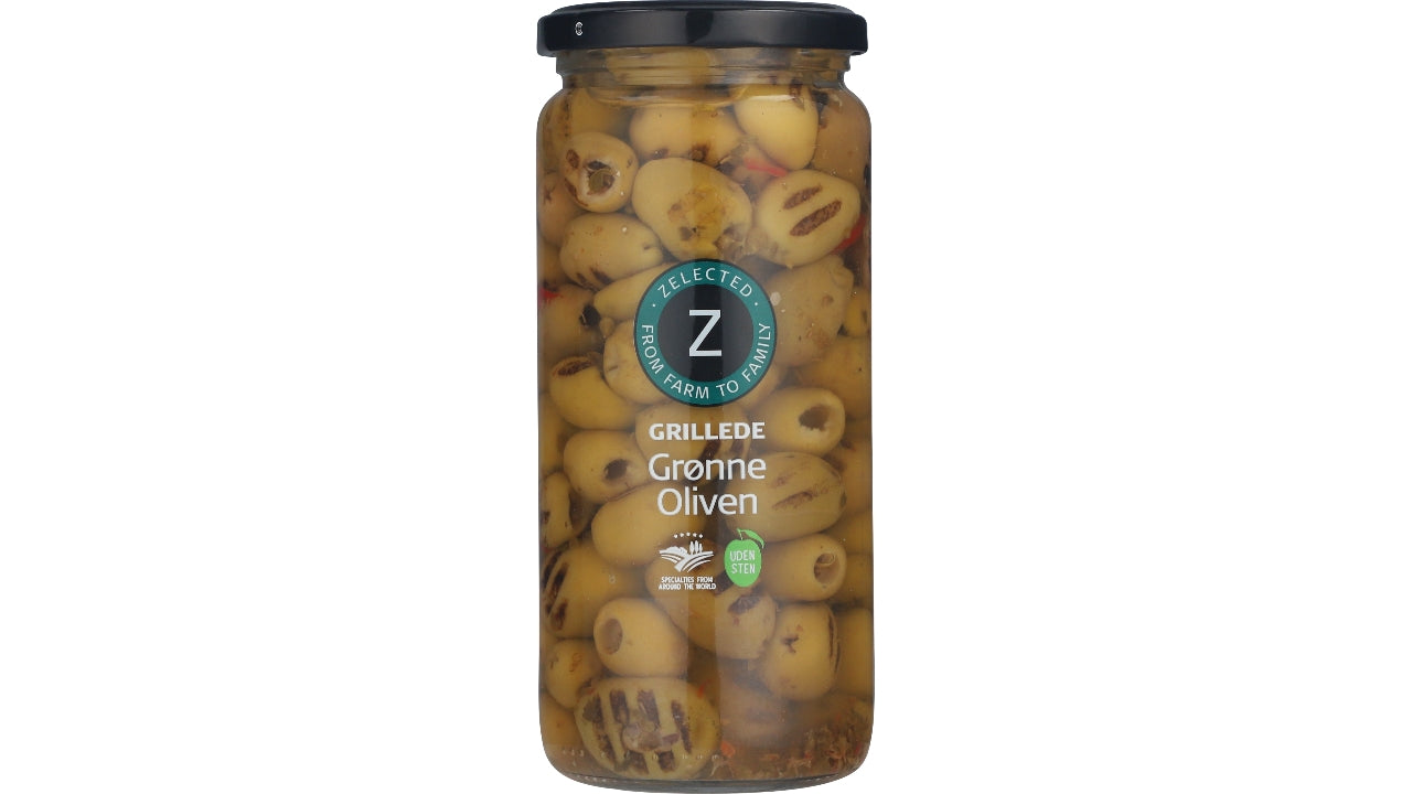 Oliven grønne u/sten grillede 500g/290g