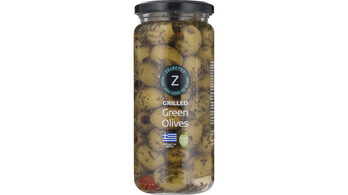 Oliven grønne u/sten grillede 470g/250g
