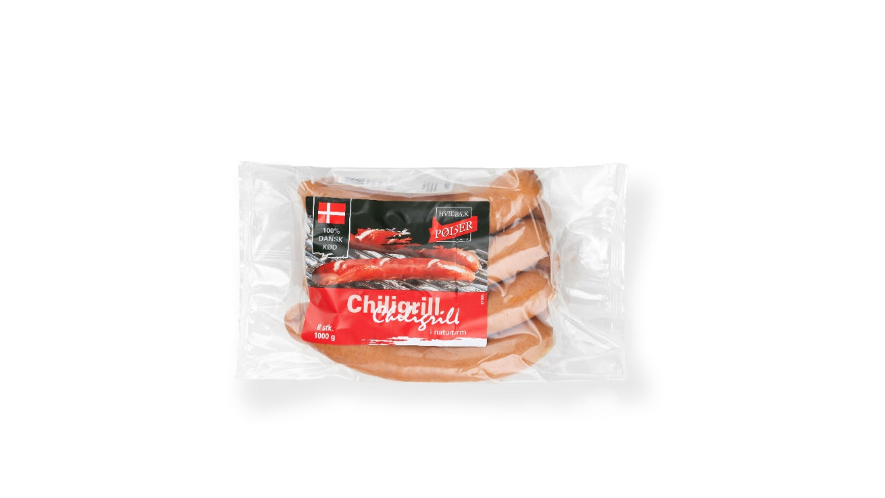 Chili grillpølse 8x125g