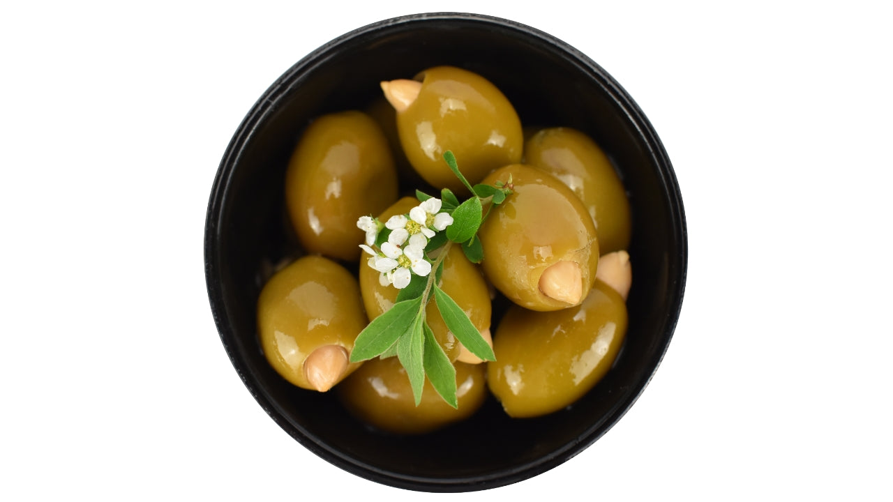 Grønne oliven m/mandler 2,8kg/2kg