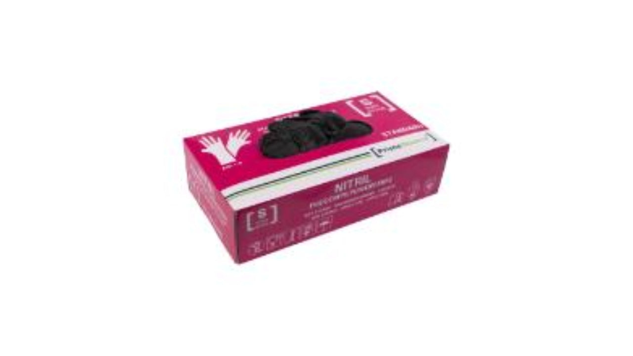 Handske engangs nitril str S sort 100stk