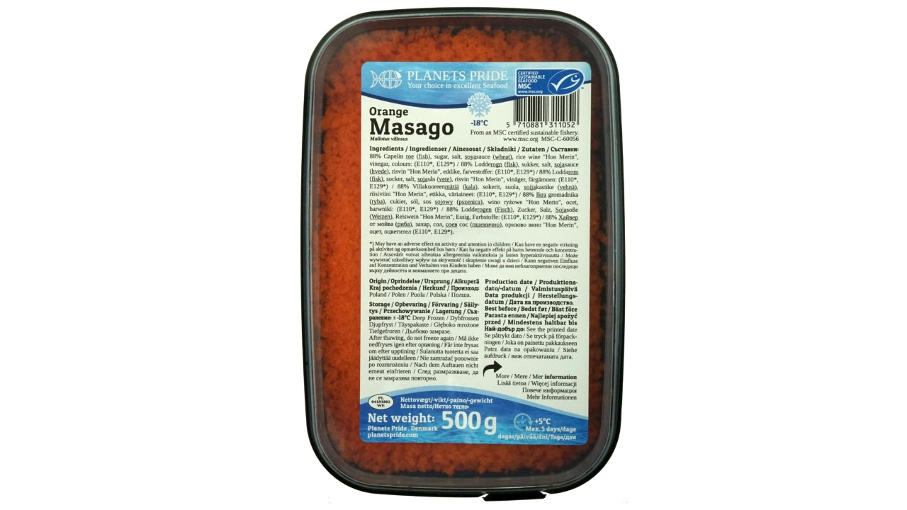 Masago lodderogn orange 500g MSC