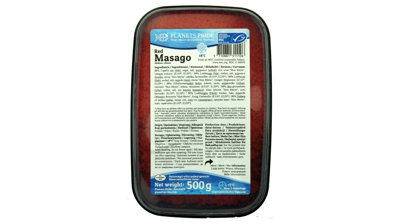 Masago lodderogn rød 500g MSC