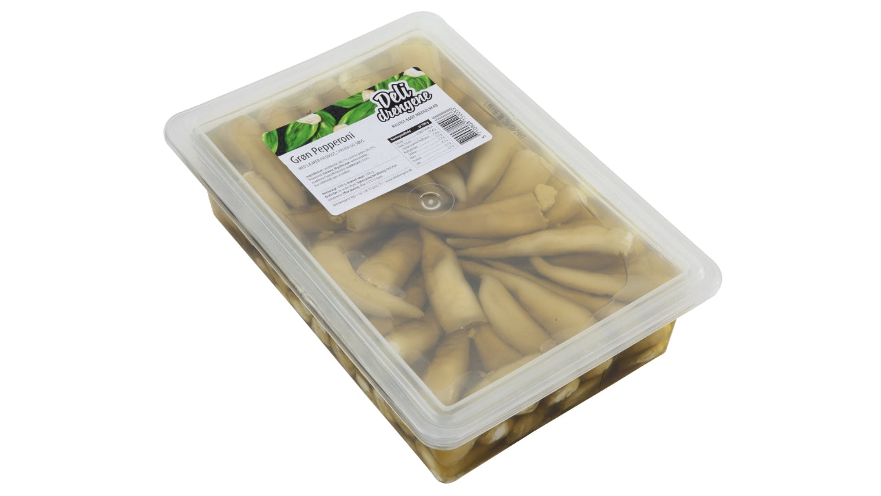 Grøn pepperoni m/friskost 2kg