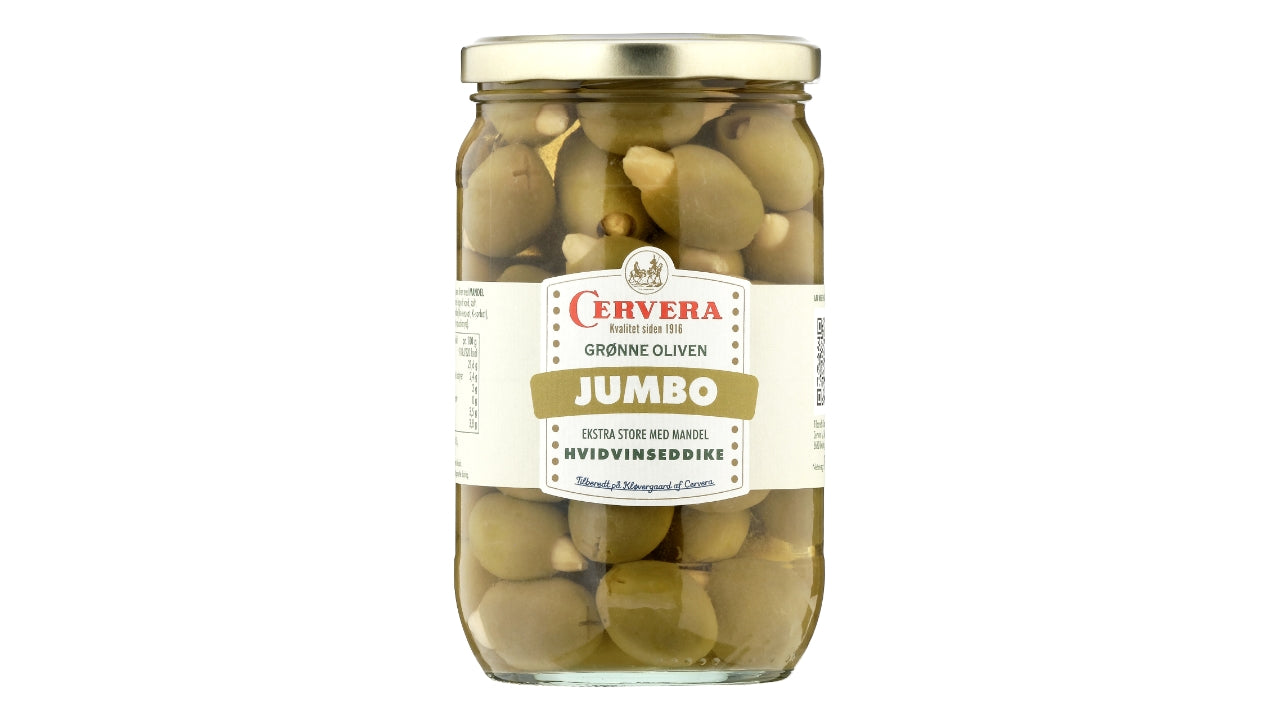 Oliven grønne jumbo m/mandel 0,7kg