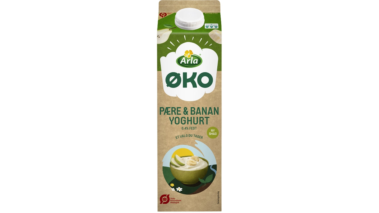 Øko yoghurt med pære/banan 0,4% 1L