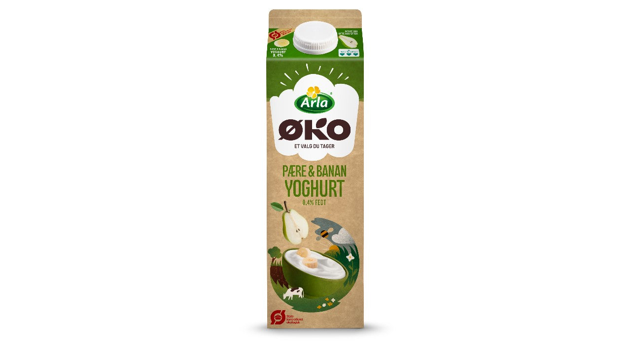 Øko yoghurt med pære/banan 0,4% 1L