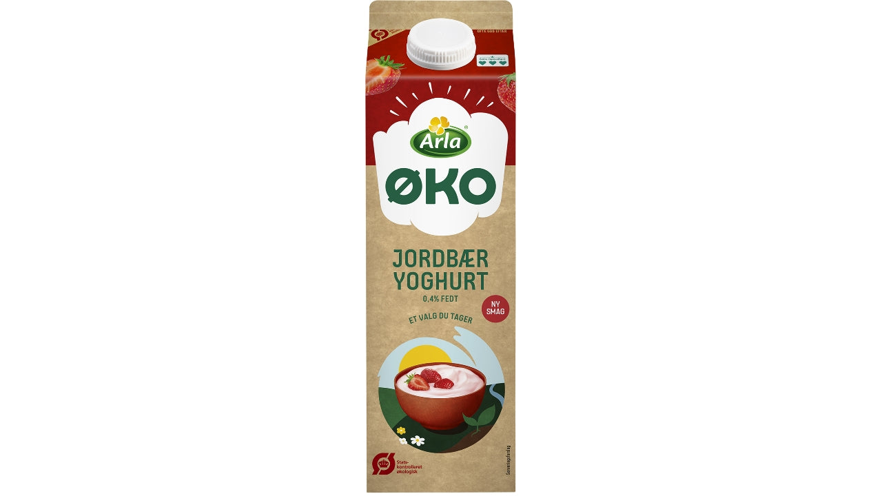 Øko yoghurt med jordbær 0,4% 1L