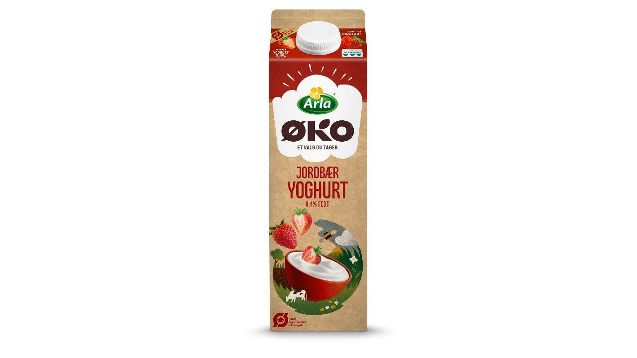 Øko yoghurt med jordbær 0,4% 1L