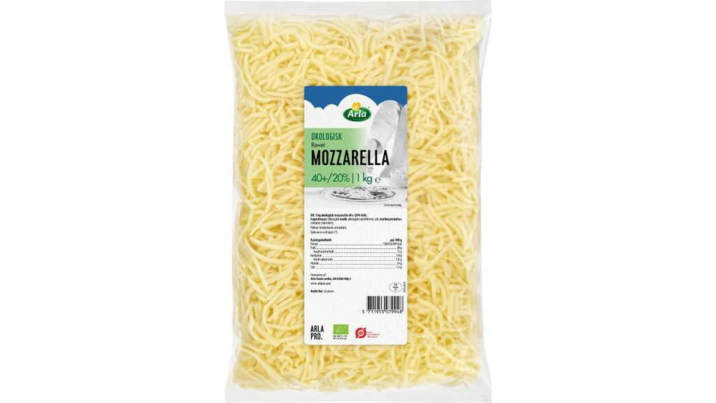 Øko mozzarella ost revet 40+ 1kg