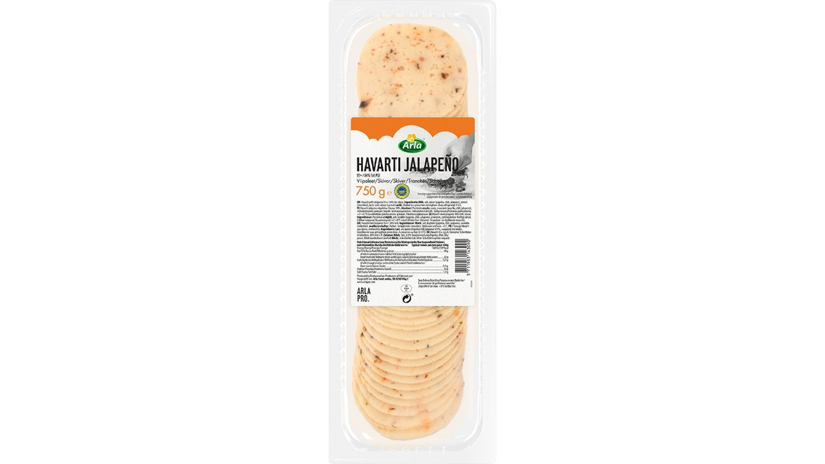 Havarti i skiver 55+ m/jalapenos 750g