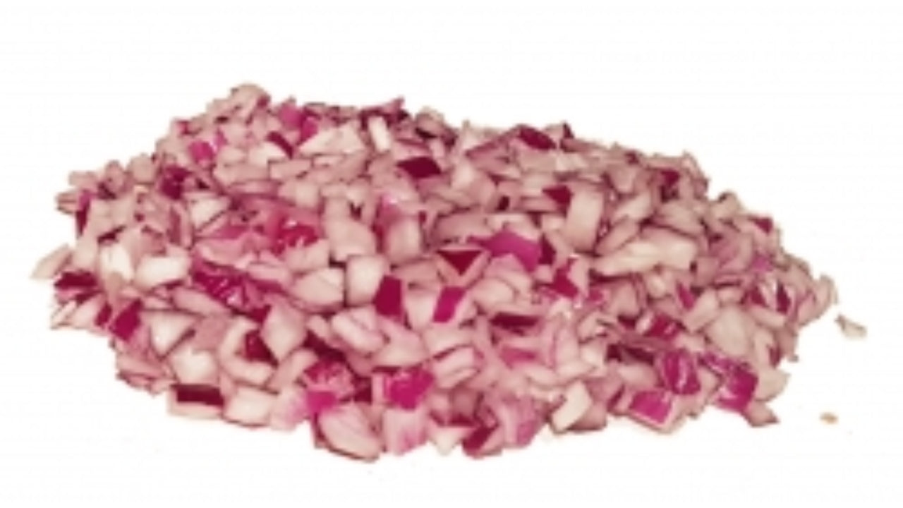 Løg rødløg i tern 10mm 1kg