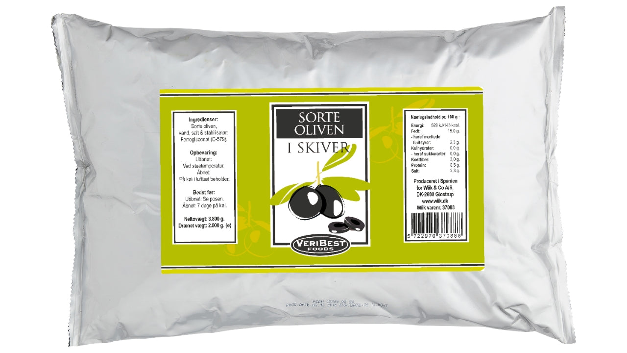 Oliven sorte i skiver 3,8kg/2kg