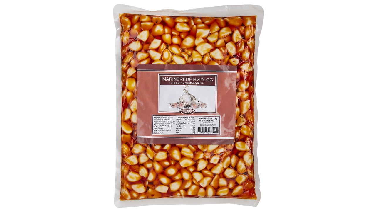 Marinerede hvidløg i chiliolie 1,25/1kg