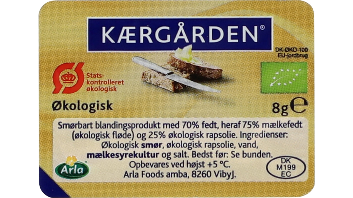 Øko kærgården smørbar i bæger 100x8g