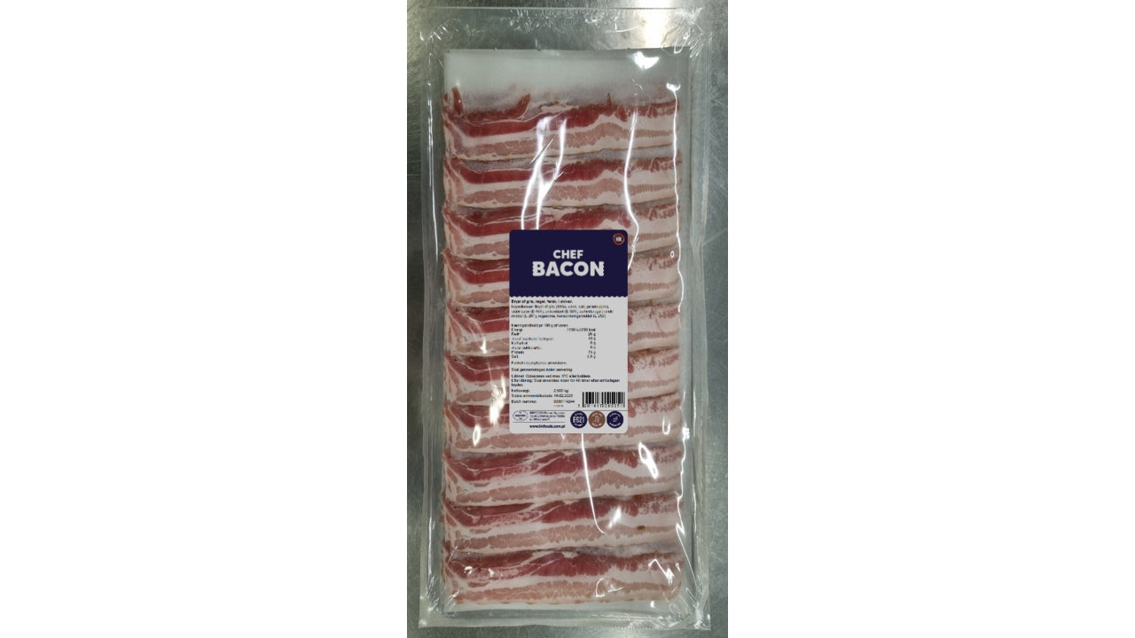 Bacon i skiver på bagepapir 2,5kg