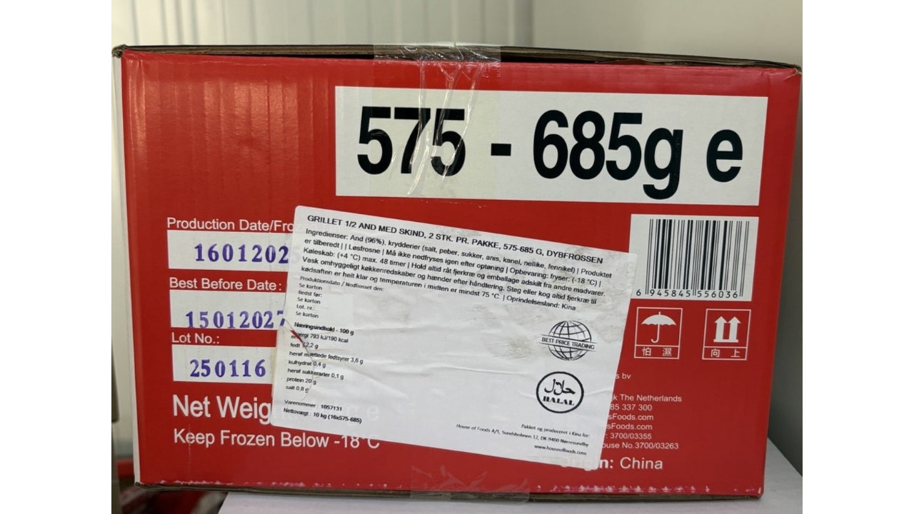 And 1/2 grillet 2x600-650g 10kg