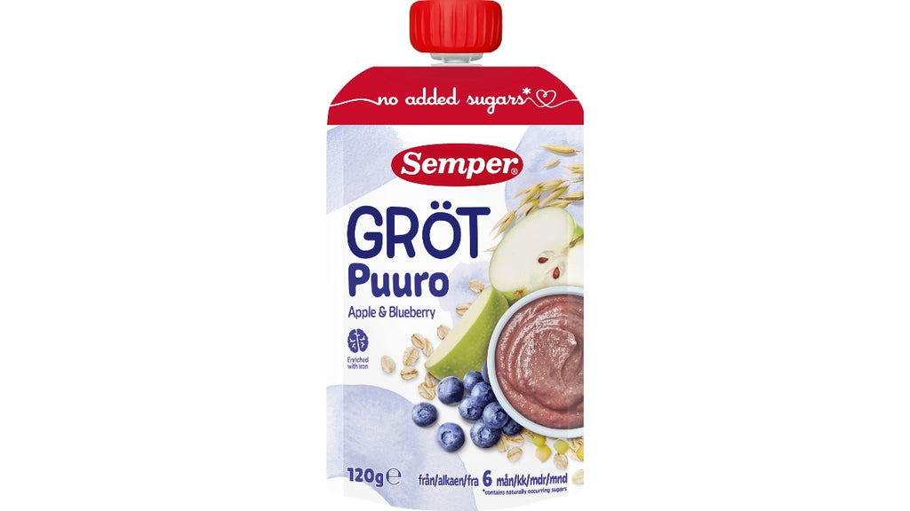 Semper grød blå/æble pouch 120g
