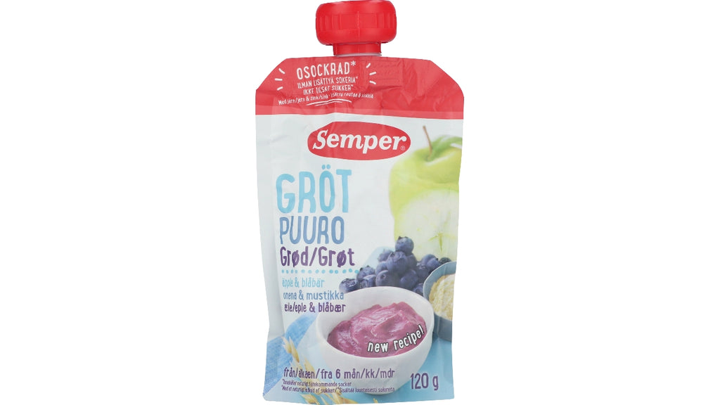 Semper grød blå/æble pouch 120g