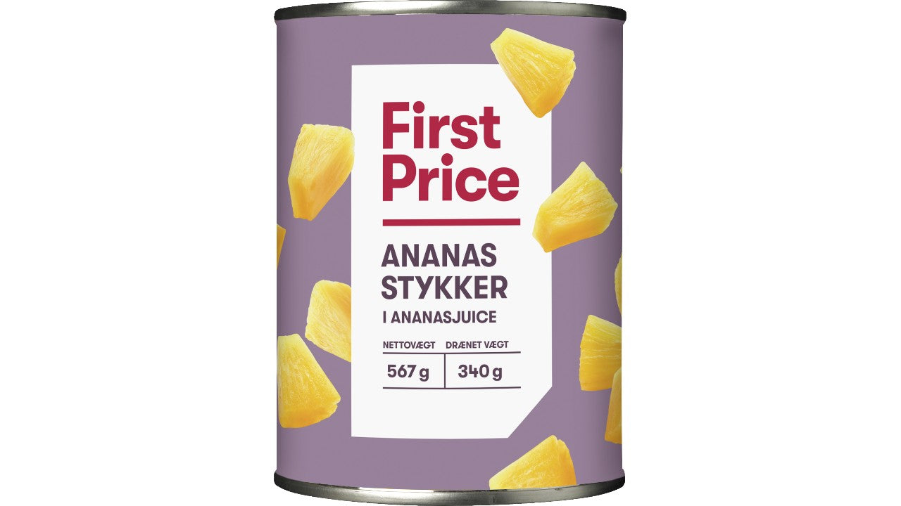 Ananas i stykker 560g/340g